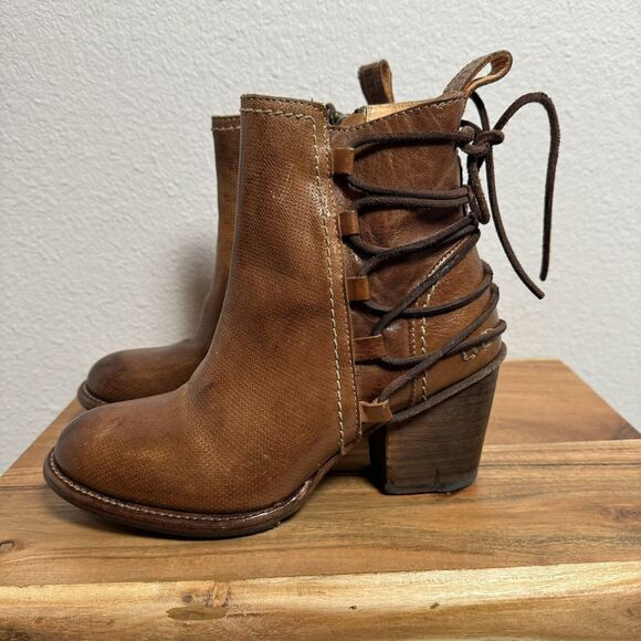 Bed Stu Blaire Cobbler Series Leather Back Lace Up Boots 6.5 Rust Brown Textured - Picture 3 of 12